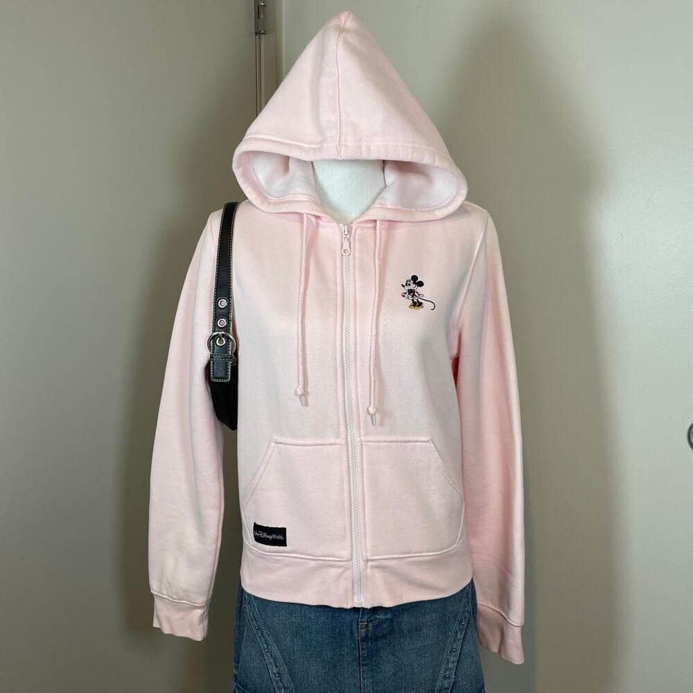 Y2K Light Pink Minnie Mouse Disney Embroidered Medium Hooded Jacket